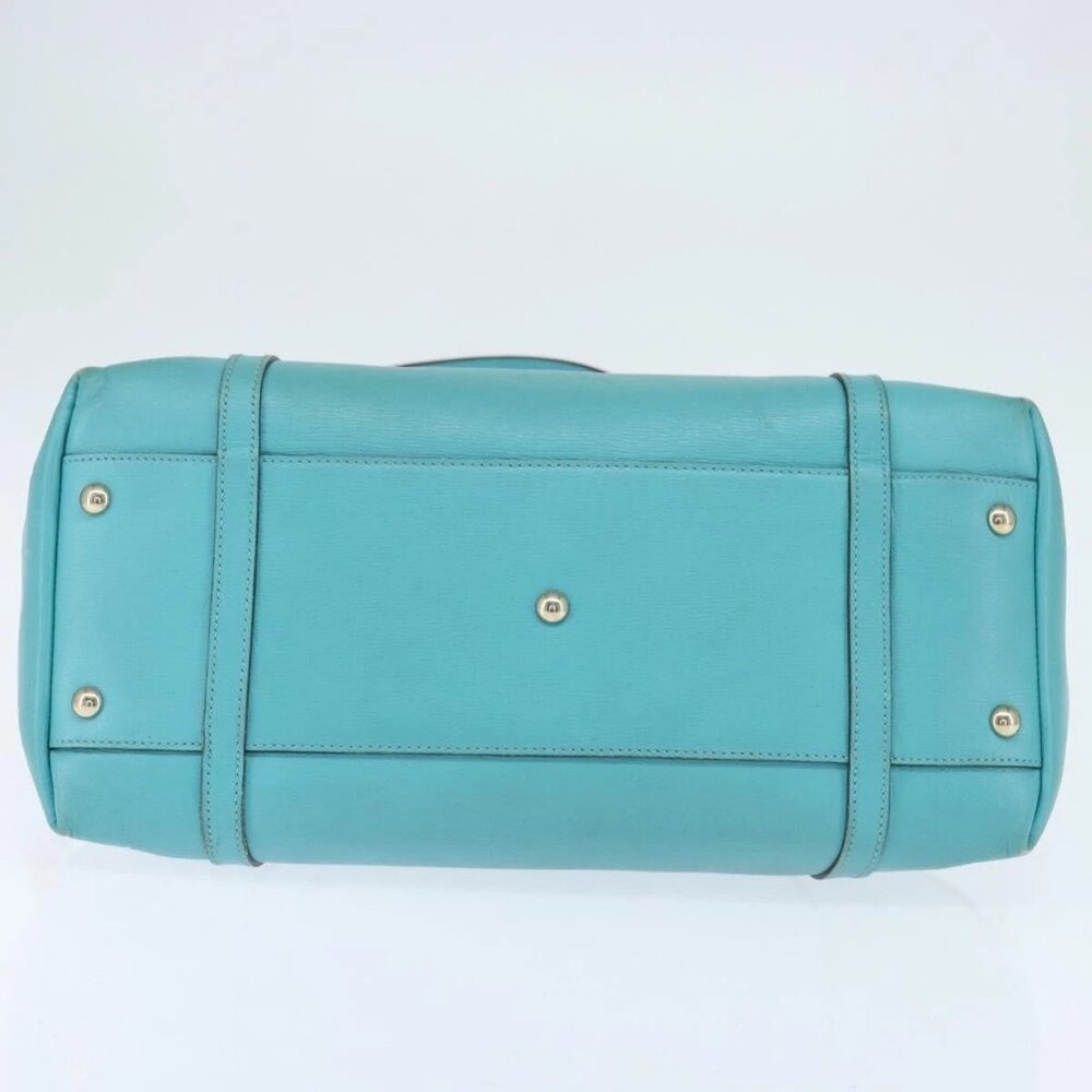 GUCCI Hand Bag Leather 2way Turquoise Blue Gold 309614 Auth 149064 - Picture 5 of 16